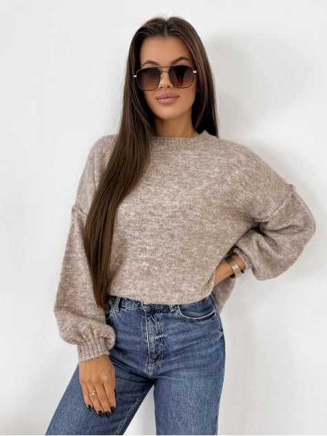 SWETER AURAY CIEMNOBEŻOWY