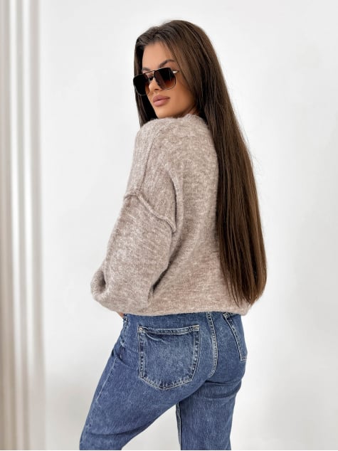 SWETER AURAY CIEMNOBEŻOWY