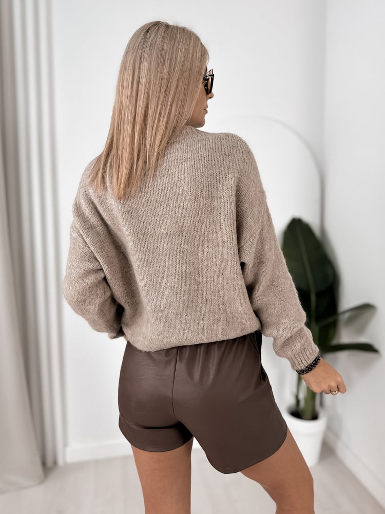 SWETER ROYAN CIEMNOBEŻOWY