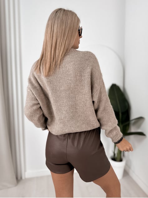 SWETER ROYAN CIEMNOBEŻOWY
