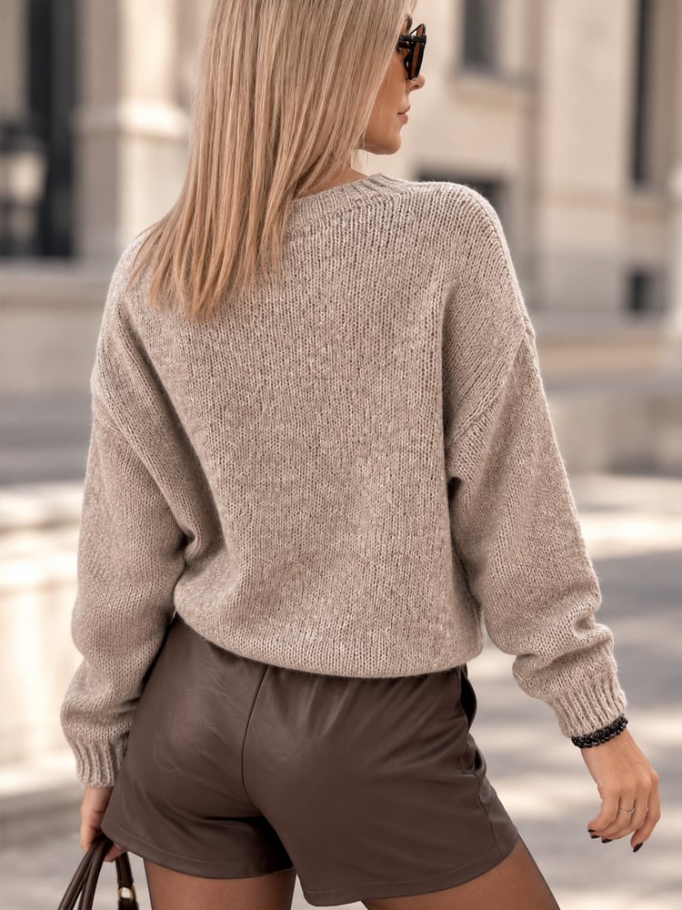 SWETER ROYAN CIEMNOBEŻOWY
