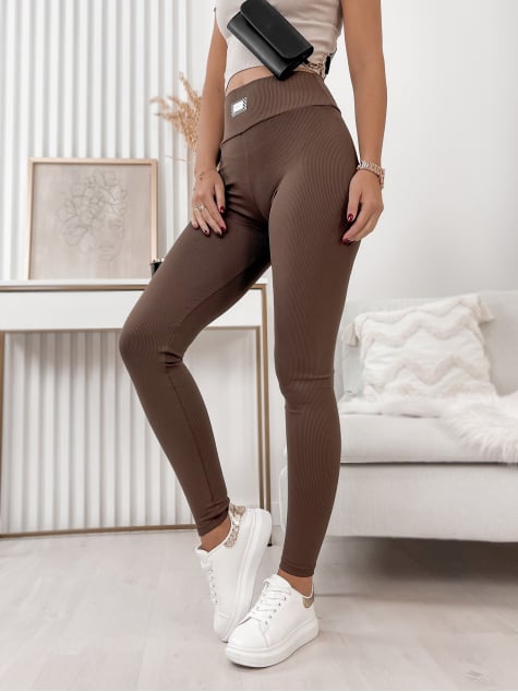 LEGGINSY PRĄŻKOWANE PRIVER BRĄZOWE