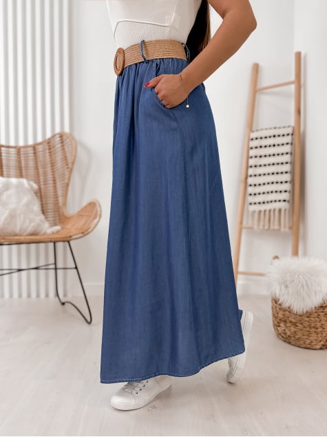 SPÓDNICA VEJLA CIEMNONIEBIESKA