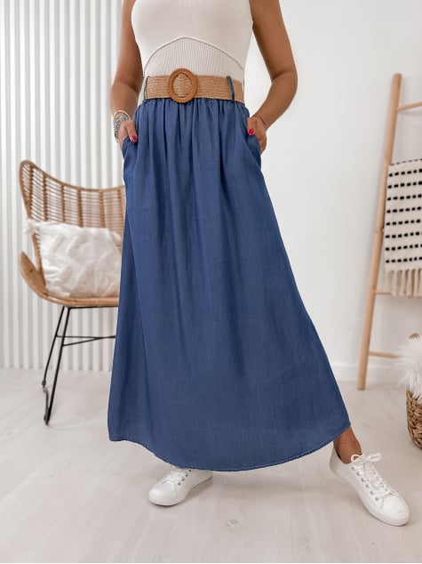 SPÓDNICA VEJLA CIEMNONIEBIESKA