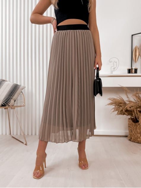 SPÓDNICA FAIDO CIEMNOBEŻOWA