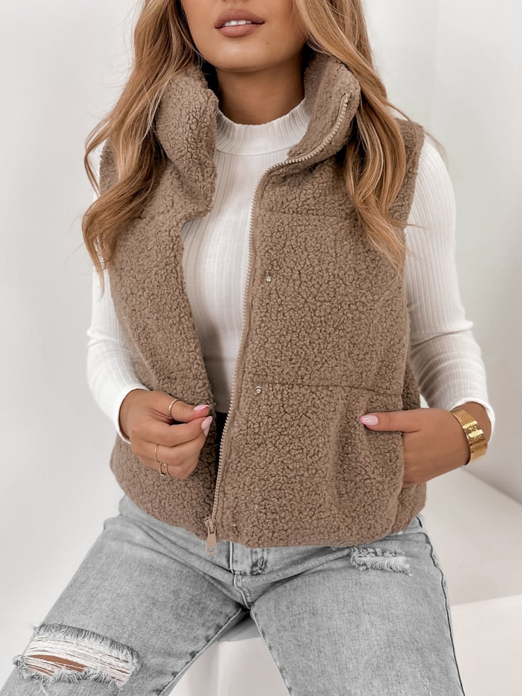 KAMIZELKA BOUCLE GEORGIA BRĄZOWA KAMIZELKA BOUCLE GEORGIA BRĄZOWA