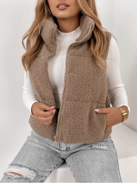 KAMIZELKA BOUCLE GEORGIA BRĄZOWA
