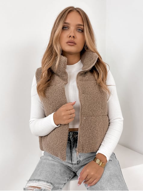 KAMIZELKA BOUCLE GEORGIA BRĄZOWA