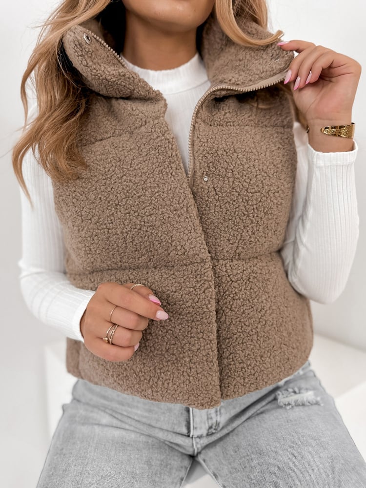 KAMIZELKA BOUCLE GEORGIA BRĄZOWA KAMIZELKA BOUCLE GEORGIA BRĄZOWA