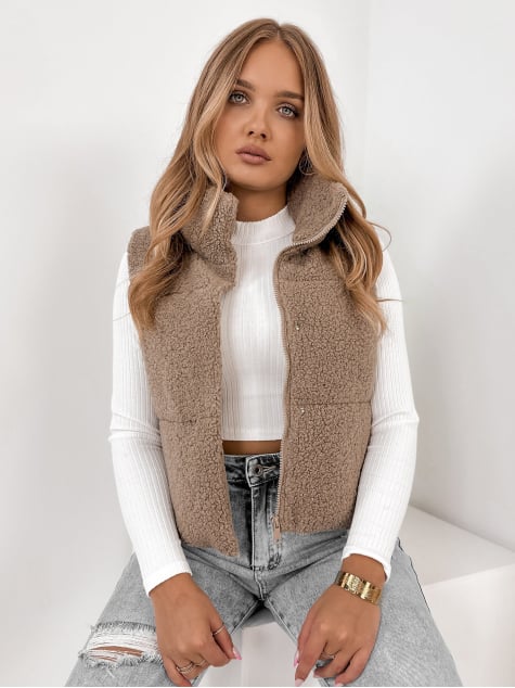 KAMIZELKA BOUCLE GEORGIA BRĄZOWA