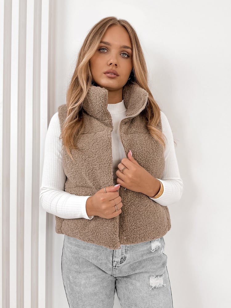 KAMIZELKA BOUCLE GEORGIA BRĄZOWA KAMIZELKA BOUCLE GEORGIA BRĄZOWA