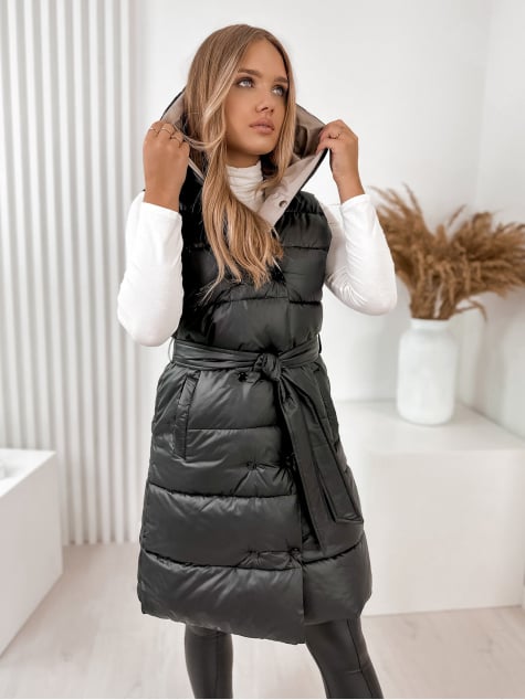 KAMIZELKA DWUSTRONNA ANONU CZARNO - BEŻOWA