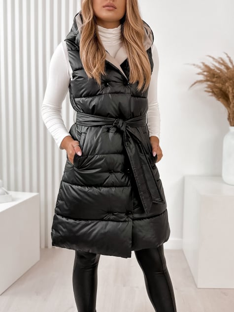 KAMIZELKA DWUSTRONNA ANONU CZARNO - BEŻOWA