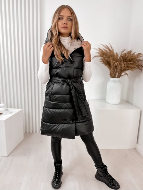 KAMIZELKA DWUSTRONNA ANONU CZARNO - BEŻOWA