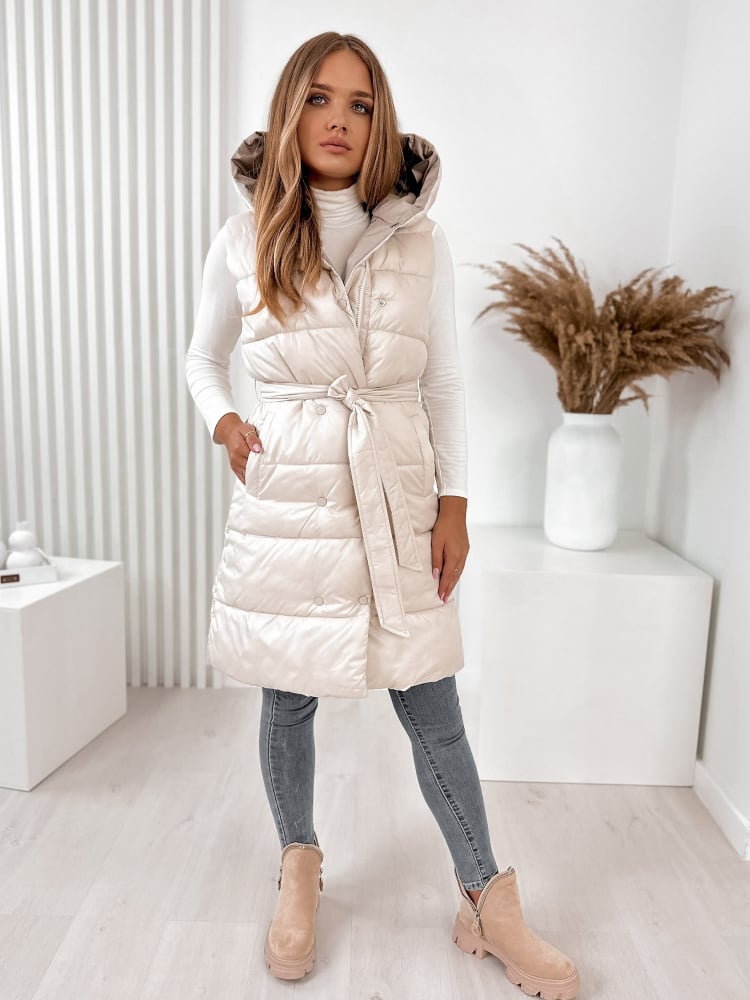 KAMIZELKA DWUSTRONNA ANONU ECRU - BEŻOWA