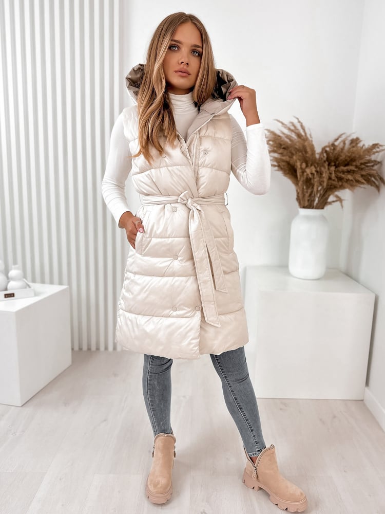 KAMIZELKA DWUSTRONNA ANONU ECRU - BEŻOWA