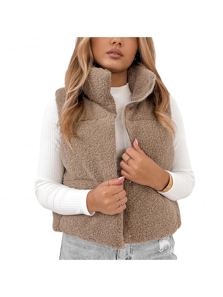 KAMIZELKA BOUCLE GEORGIA BRĄZOWA KAMIZELKA BOUCLE GEORGIA BRĄZOWA