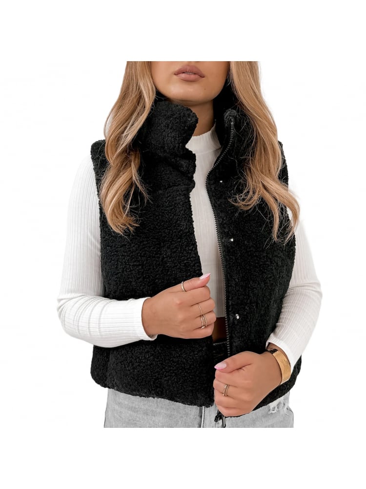 KAMIZELKA BOUCLE GEORGIA CZARNA KAMIZELKA BOUCLE GEORGIA CZARNA