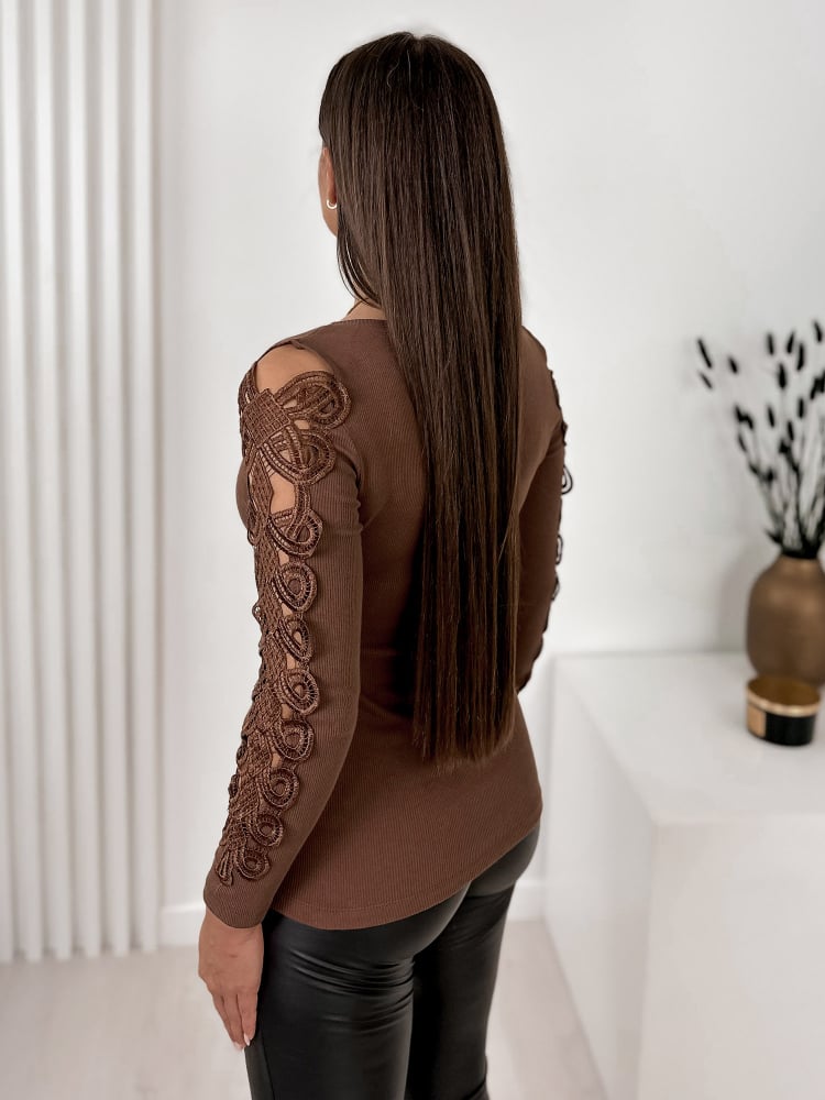 BLUZKA JULIETTE  BRĄZOWA