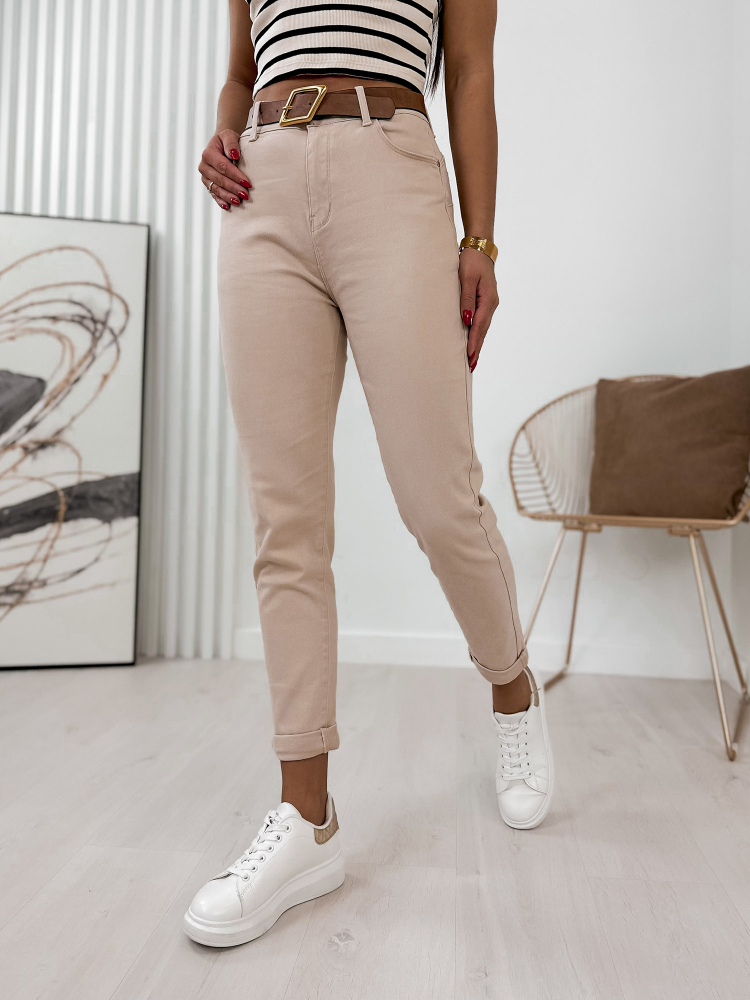 SPODNIE RISLEY BEŻOWE