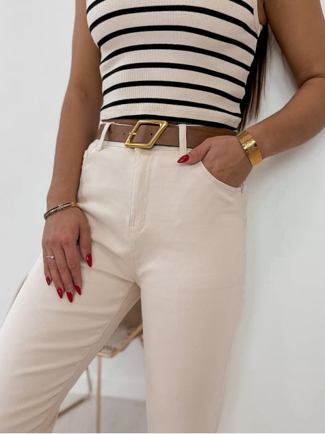 SPODNIE RISLEY KREMOWE