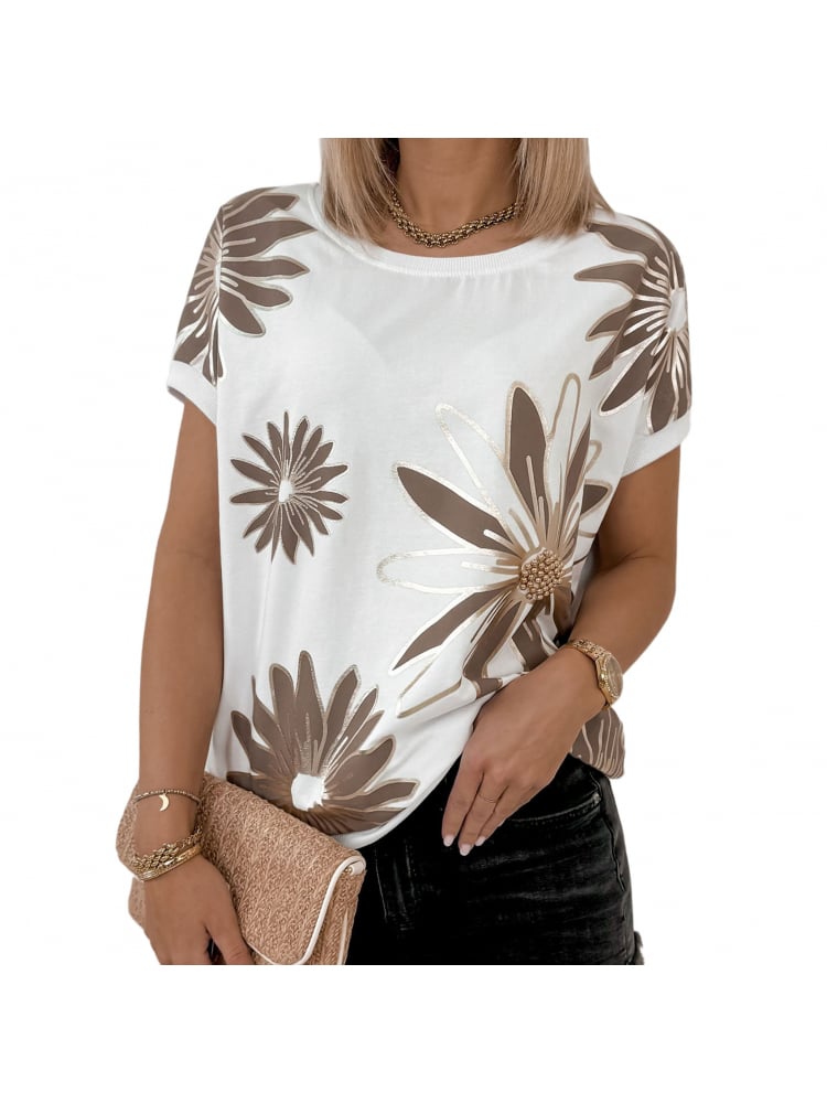 BLUZKA FLORUES BIAŁA