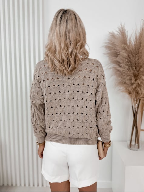 SWETER MANAMI CIEMNOBEŻOWY