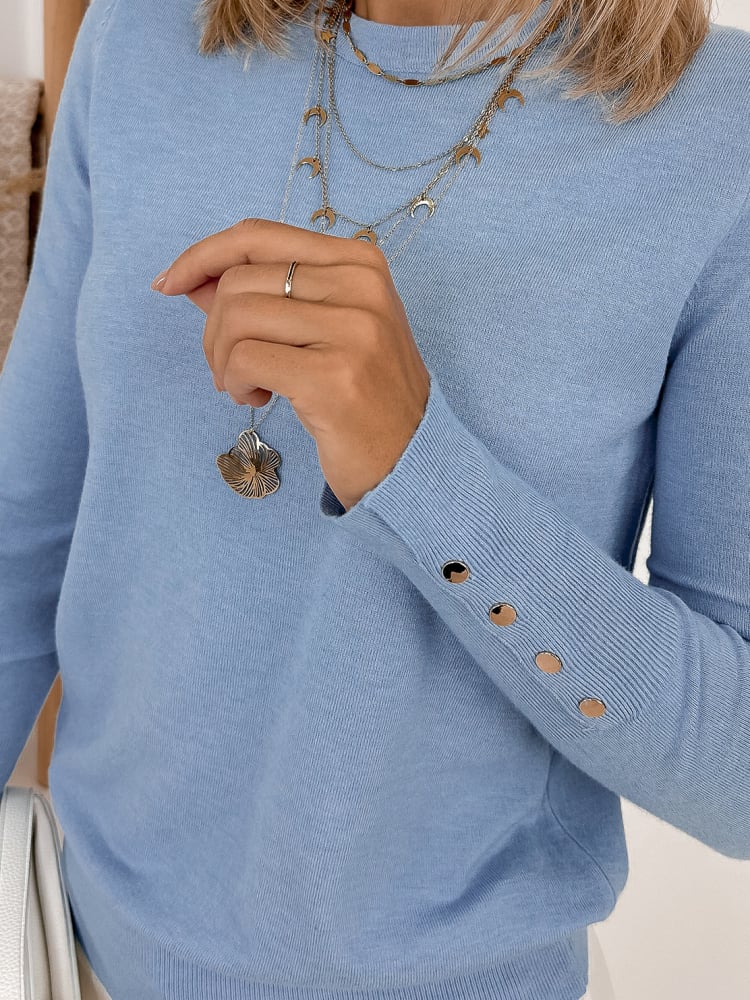 SWETER JUNRU BŁĘKITNY