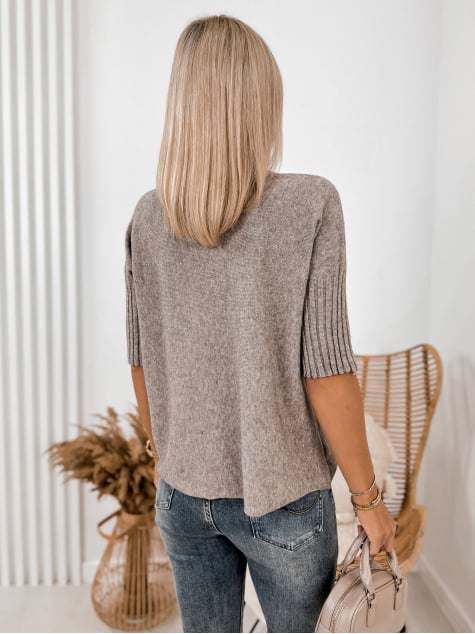 SWETER RAFFE CIEMNOBEŻOWY