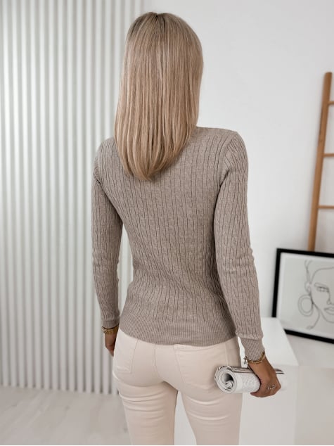 SWETER JAIR CIEMNOBEŻOWY