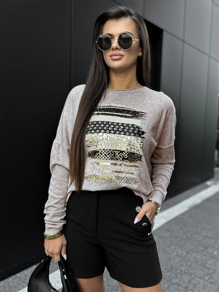 BLUZKA SIDES CIEMNOBEŻOWA