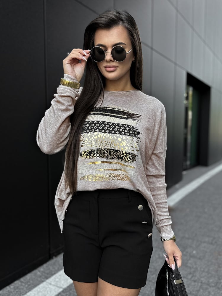 BLUZKA SIDES CIEMNOBEŻOWA