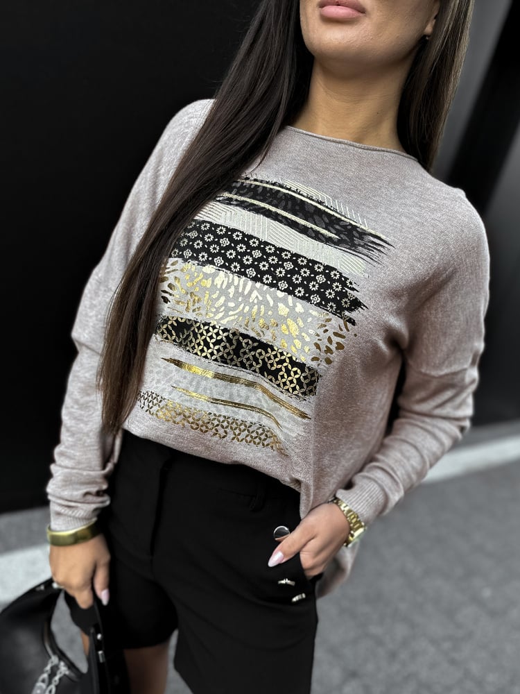 BLUZKA SIDES CIEMNOBEŻOWA