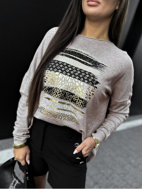 BLUZKA SIDES CIEMNOBEŻOWA