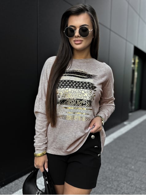 BLUZKA SIDES CIEMNOBEŻOWA