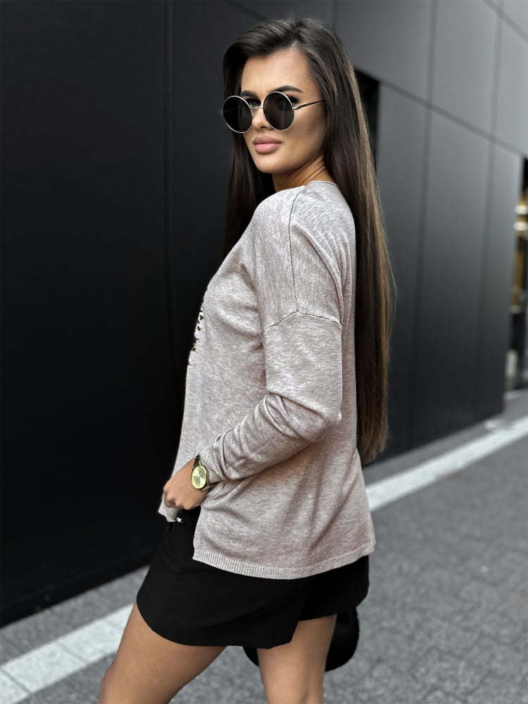 BLUZKA SIDES CIEMNOBEŻOWA