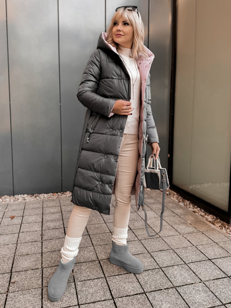 KURTKA DWUSTRONNA DALIA SZARO-RÓŻOWA