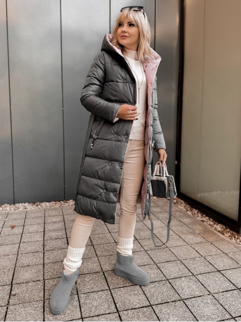 KURTKA DWUSTRONNA DALIA SZARO-RÓŻOWA