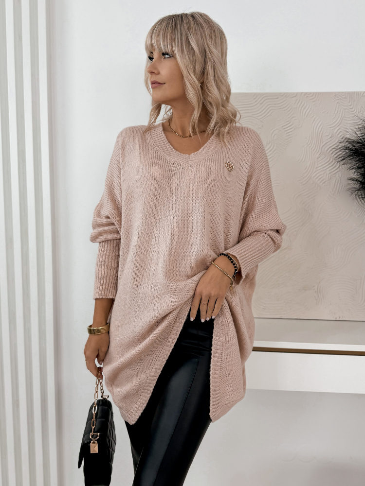 SWETER LUNES PUDROWY RÓŻ