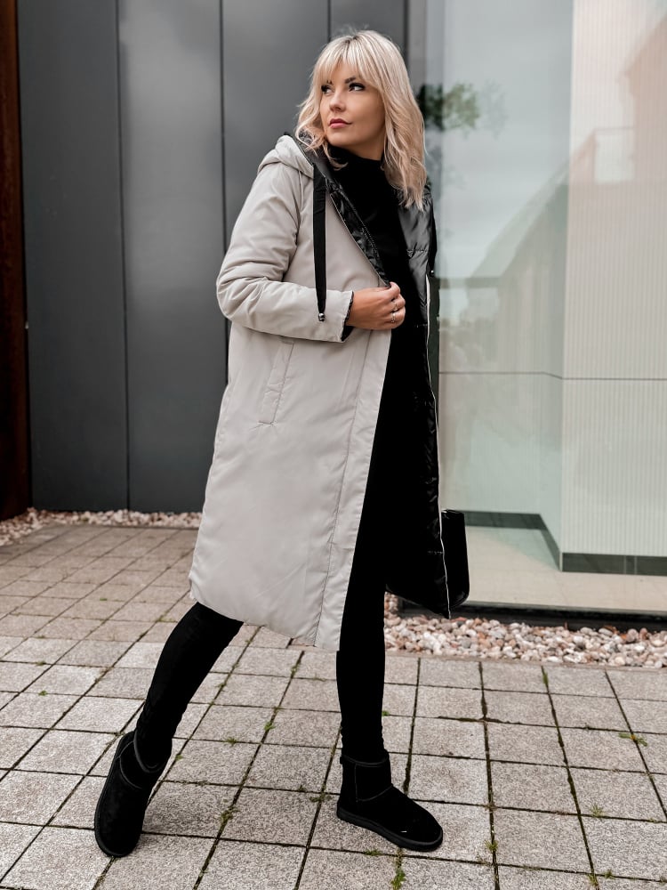 KURTKA DWUSTRONNA LUENA CZARNO - BEŻOWA