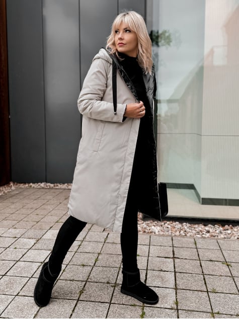 KURTKA DWUSTRONNA LUENA CZARNO - BEŻOWA