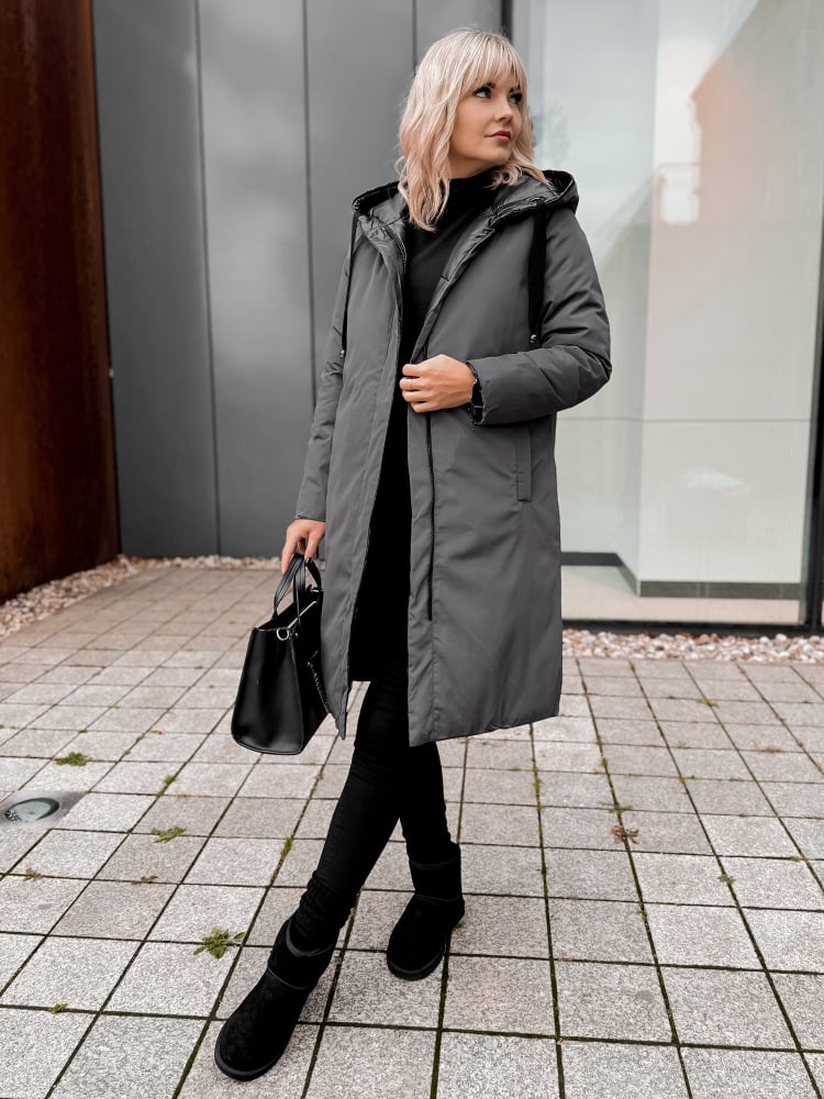 KURTKA DWUSTRONNA LUENA CZARNO - SZARA