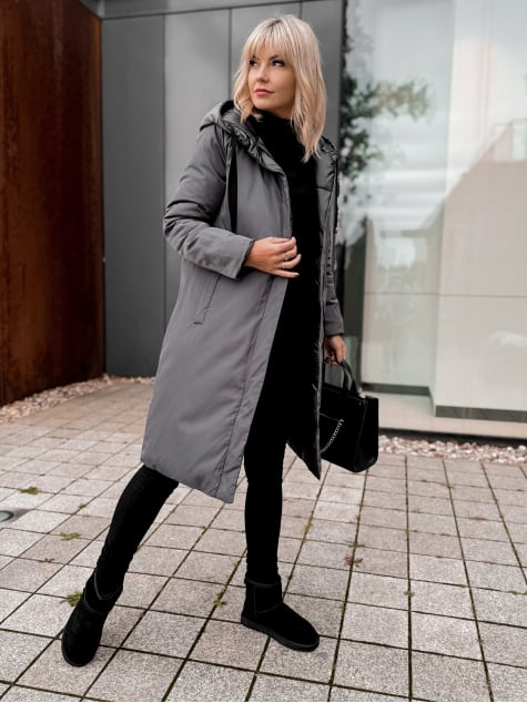 KURTKA DWUSTRONNA LUENA CZARNO - SZARA