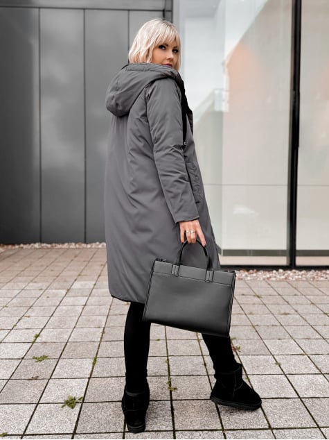 KURTKA DWUSTRONNA LUENA CZARNO - SZARA