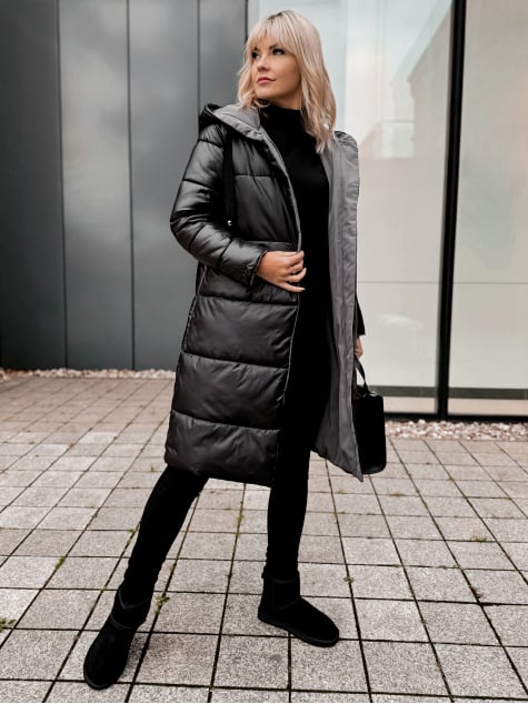 KURTKA DWUSTRONNA LUENA CZARNO - SZARA