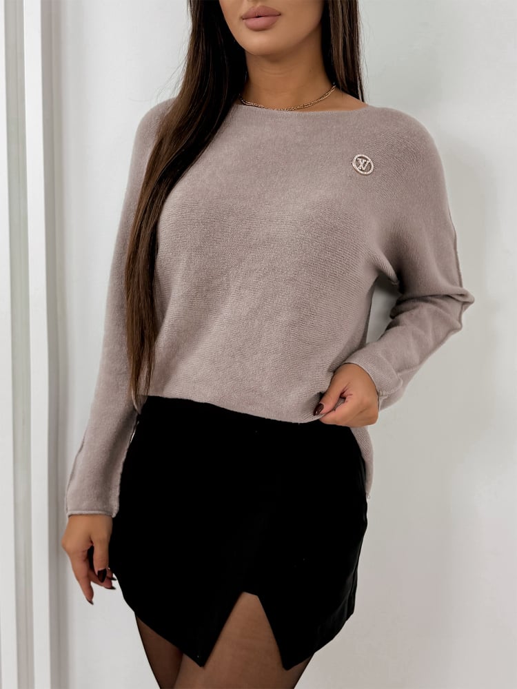 SWETER ARETA BRĄZOWY