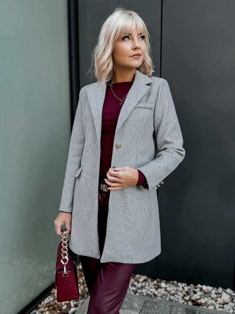 PŁASZCZ JAZMIN JASNOSZARY