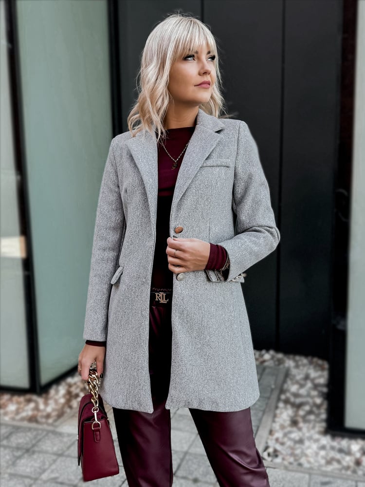 PŁASZCZ JAZMIN JASNOSZARY