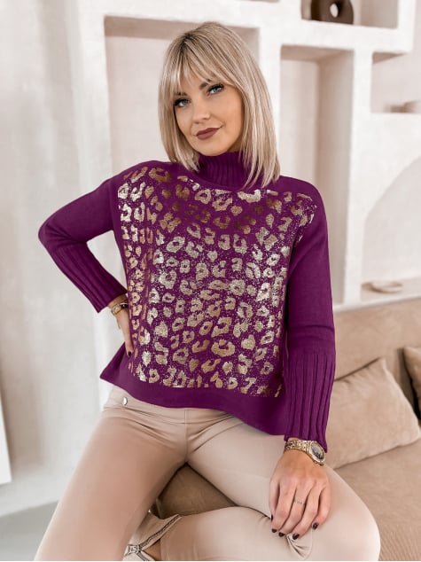 SWETER BURELA FIOLETOWY