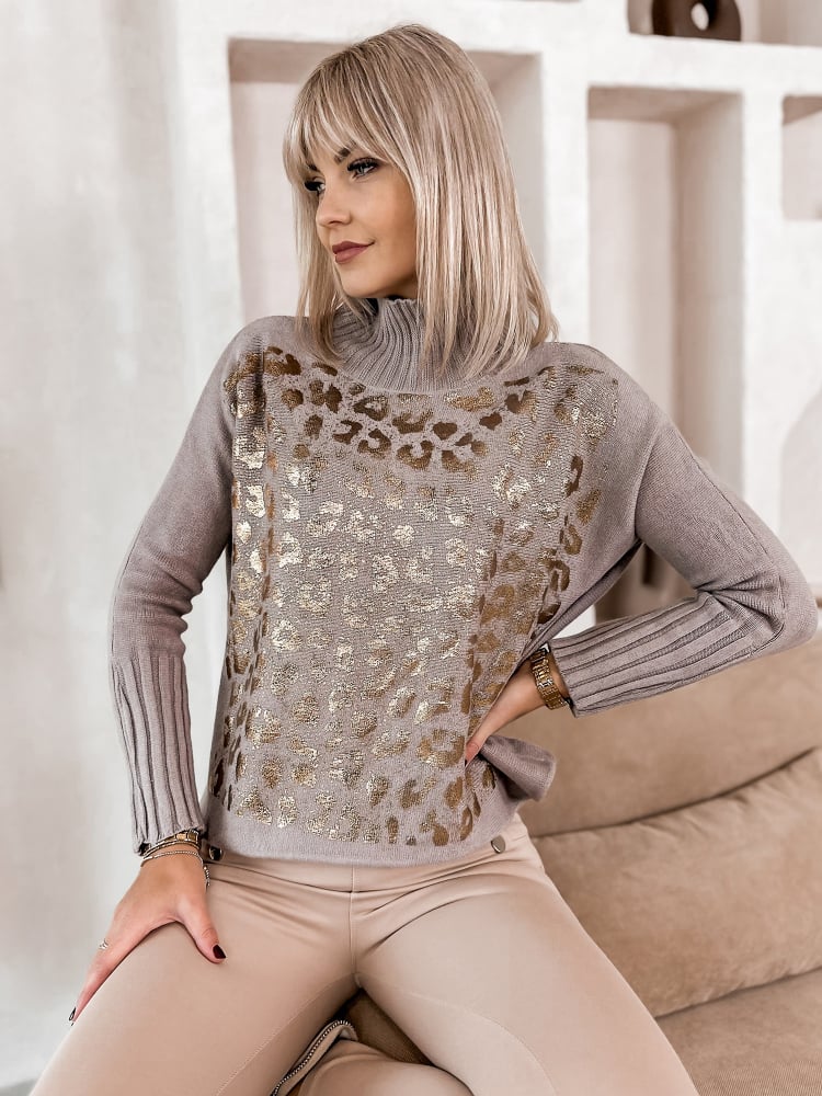 SWETER BURELA CIEMNOBEŻOWY